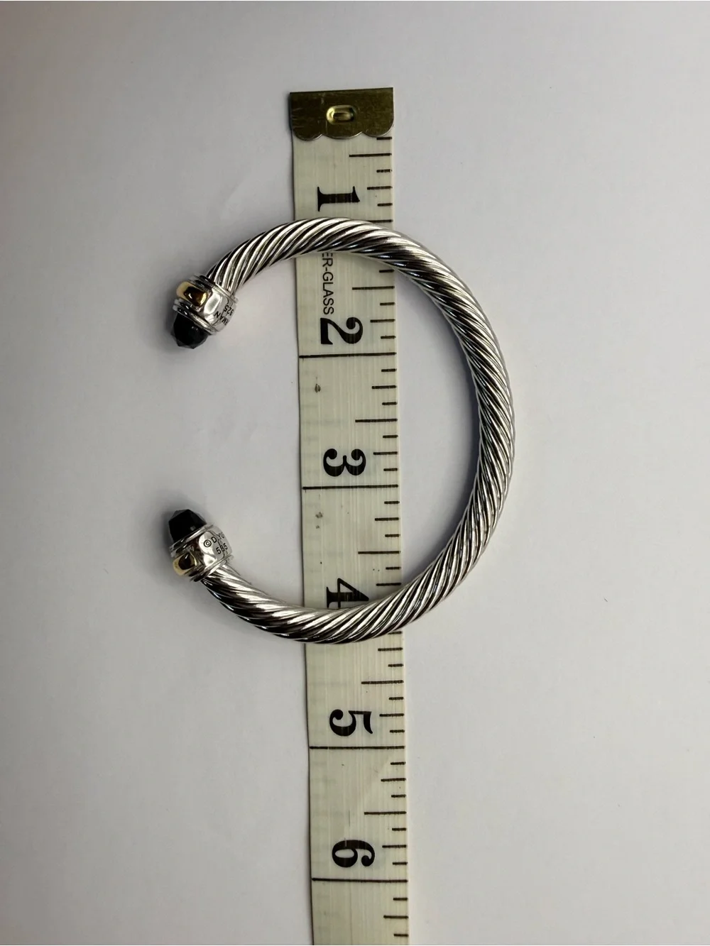 David Yurman 7mm Silver & 14k Gold Cable Bracelet Black Onyx New